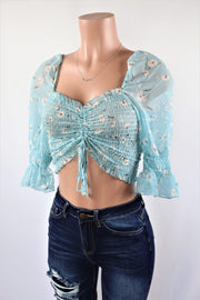 Floral semi sheer crop top